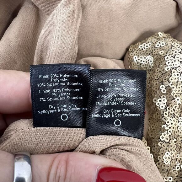 Dress The Population Size Small Cara Two Piece Gown Gold Sequin Holiday Party - Picture 14 of 16